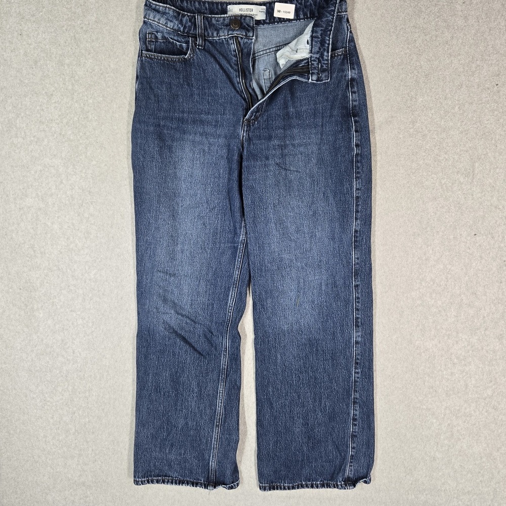 Hollister Women Jeans 6 Blue Denim Curvy Ultra High Rise Baggy Wide 28" Inseam